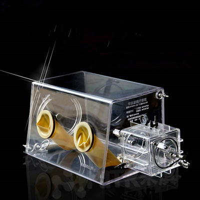 Chemical Acrylic Vacuum Glove Box B Type 2 Ports Helium Gas